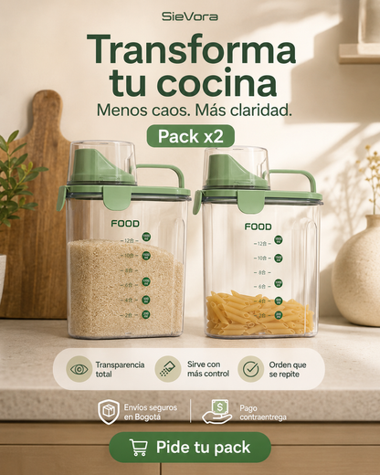 Pack de Contenedores SieVora: Transforma el caos de tu alacena en orden profesional