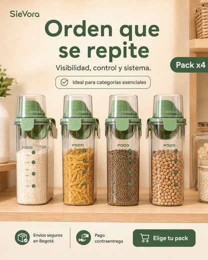 Pack de Contenedores SieVora: Transforma el caos de tu alacena en orden profesional