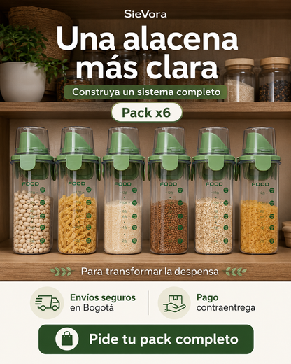 Pack de Contenedores SieVora: Transforma el caos de tu alacena en orden profesional