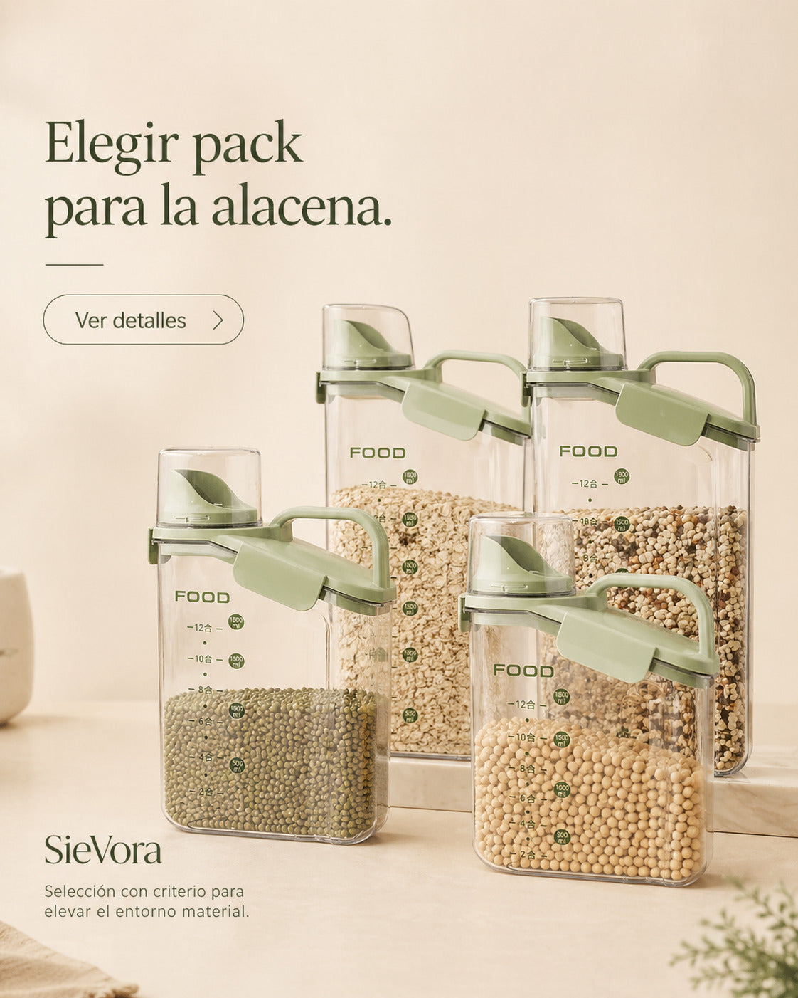 Pack de Contenedores SieVora: Transforma el caos de tu alacena en orden profesional